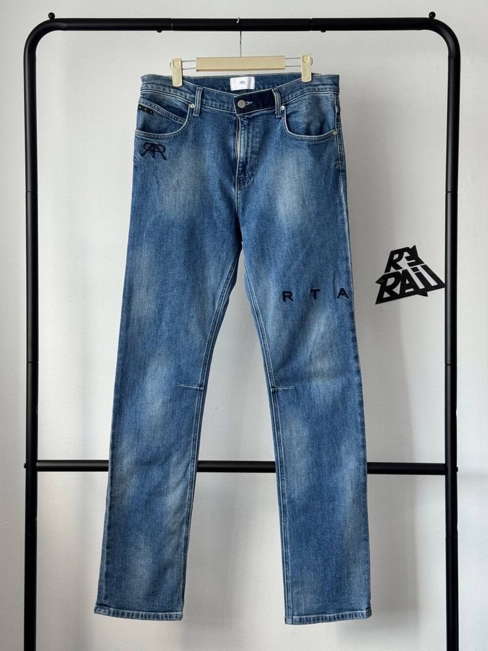RtA Denim Logo Skinny Slim Blue Jeans